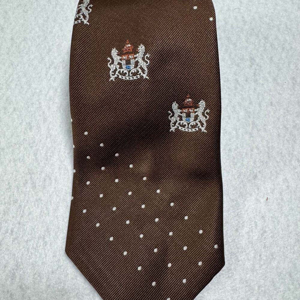 Vintage Tie from Sears The Men's Store Brown with Lion Rampant Crest Retro